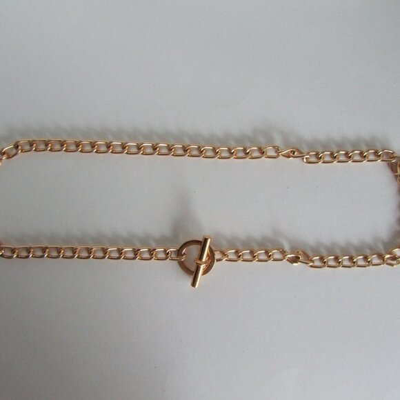 Toggle Clasp Curb Link Eloxal Gold Tone Metal Vintage Belt Chic Retro Belt - Picture 10 of 11